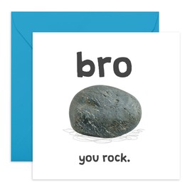 Central 23 Brother Birthday Card Funny - Bro You Rock! - Happy Birthday Cards For Brothers - Funny Greeting Cards And Envelopes - Thank You, Appreciation Gifts For Him - Comes With Fun Stickers