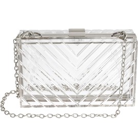 WJCD Clear Purses For Women Clear Purse Acrylic Clear Clutch Bag Clear Bag Stadium Approved (Silver)