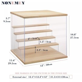 NONEMEY Clear Acrylic Display Case Stand with LED Light 2/3/4/5/6 Tier Storag...