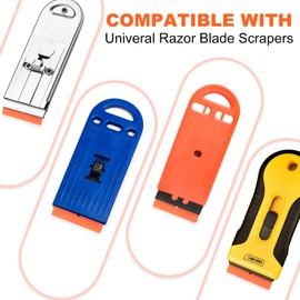 200 PCS Plastic Razor Blades, Double Edged Safety Scraper Blades, Plastic Scraper for Cleaning Glass, Removing Stickers,adhesive tape Label,Car decals, Fits Most Standard Scraper, Orange