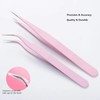 KLDKUST Stainless Steel Eyelash Extension Tweezers Straight and Curved Tip