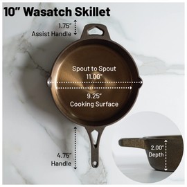 Backcountry Iron 10-1/4 Inch Smooth Wasatch Pre-Seasoned Round Cast Iron Skillet