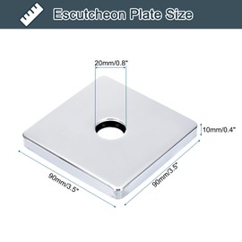 QUARKZMAN Square Shower Faucet Faceplate, 3.5" Stainless Steel Rosette to Cover Gaps and Holes, Fits All Standard 20mm Diameter Pipes, Silver