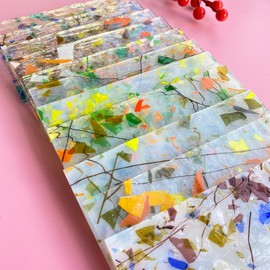 PALJOLLY 12 Sheets Patterned Stained Glass Sheet Variety Pack, 6 X 4 inch Cathedral Art Mosaic Glass Tiles for Crafts, Stained Glass Supplies(Mixed Clear and Opal)