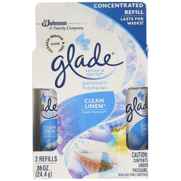 Glade Sense & Spray Automatic Air Freshener Refill, Clean Linen, 2 Ct, 0.86 oz