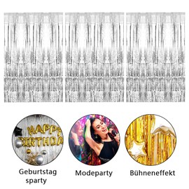 Daity Tinsel Curtains Glitter, 6 Pieces Glitter Curtain Fringe 1 m x 2 m, Foil Fringe Curtain for Birthdays, Festivals, Party, Stage Decoration