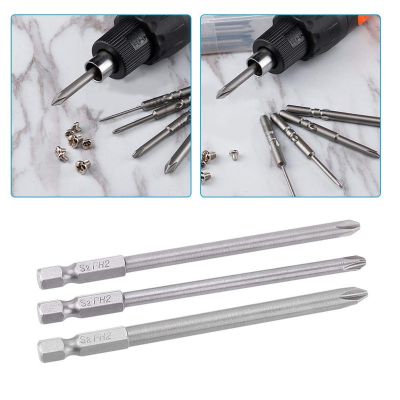10pcs 1/4 Inch Hex Shank Long Magnetic BST Screwdriver Bits