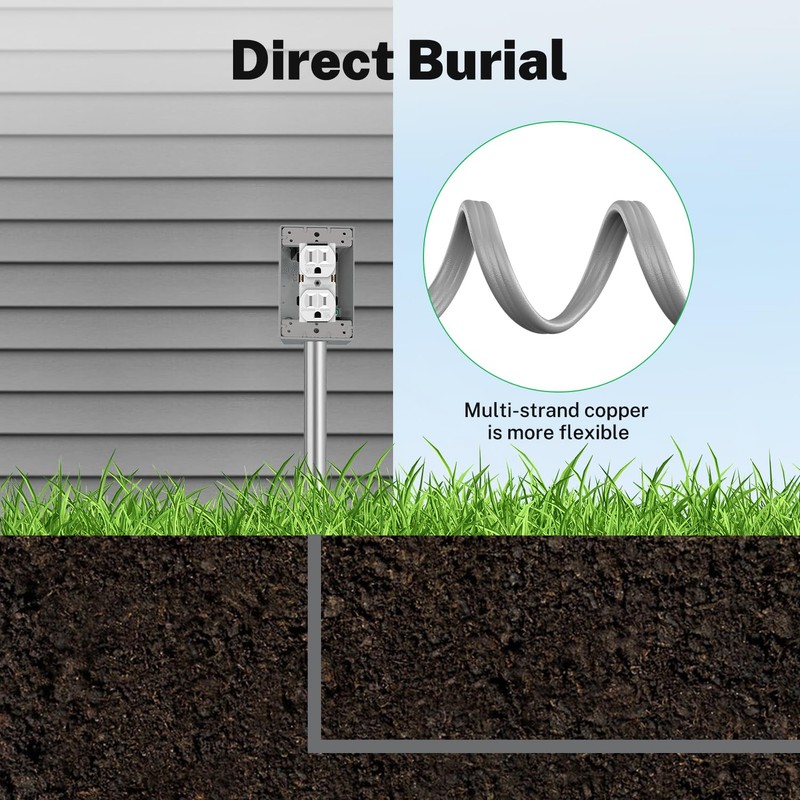 FIRMERST 12/2 UF Wire Outdoor Direct Burial Stranded Copper Cable