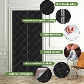 JOUALY Magnetic Thermal Insulated Door Curtain, Durable and Thickened Oxford Cloth Material, Convenient Access, Automatic Closing, Windproof, Rainproof, Soundproof, Suitable for Doors