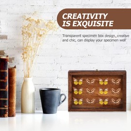 Cabilock Wood Glass Top Display Case Wooden Jewelry Display Case Storage Tray Collectibles Organizer Wood Keepsake Collector Storage Box with Metal Clasp for Specimen Treasure 31x22x4cm
