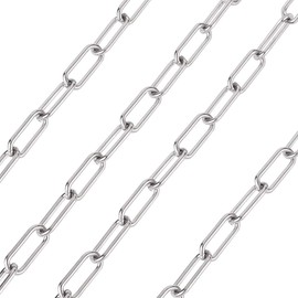 PandaHall 5 Metres Stainless Steel Paper Clip Link Chain Oval Link Chain Choker 7mm Wide for Women Girls