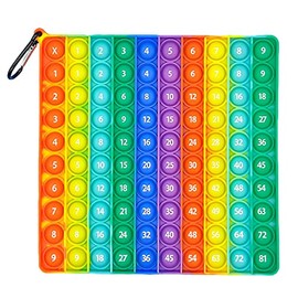 Ammily Push Bubble Multiplication Table Chart Math Table Sensory Toy, Rainbow Square Squeeze Toys for Kids Children Adults,0-81 Bubbles Pop (C)