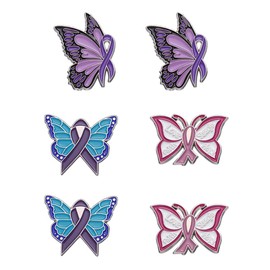 SHIDXIB 6Pcs Enamel Pin Violence Awareness Ribbon Pin for Men Women and Family Members Show Your Love Belief Power and Hope Brooch Pin Clothing Accessories