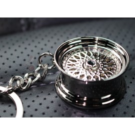 VmG-Store Spoke Rim Style Chrome Rim Keyring - Solid Pendant