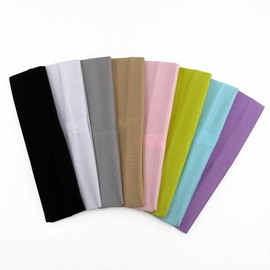 Wide Hair Band Women, Pack of 8 Sports Headbands, Men, Multicoloured Headbands, Elastic, Soft Cloth Headband, Sweat Hair Bands, Sports Headband, Non-Slip for Yoga, Running, Exercise, 19.5 x 5 cm