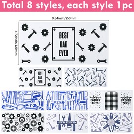 SOFPLATE 8 Styles Blue UV DTF Cup Wraps Black Transfer Stickers Plastic Rectangular Transparent Black Blue Tool Theme Stickers for Water Bottles DIY Crafts Scrapbook Home Decorations Adults