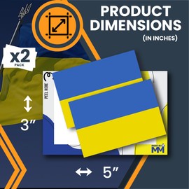 Ukraine Flag Decal Stickers - 2 Pack 3x5 Inch Vinyl Adhesive Decals for Cars, Trucks, Laptops, Toolboxes – UV Printed Weatherproof Ukrainian Flag, Fade Resistant, Made in USA