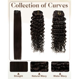 Hetto Curly Hair Extensions Curly Clip in Hair Extension #2 Dark Brown Wavy Clip Hair Extensions 14 Inch 90g 5pcs