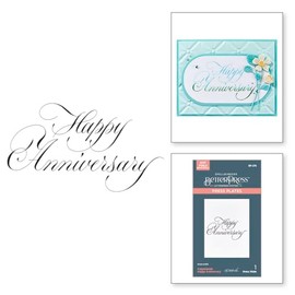 Spellbinders Copperplate Happy Anniversary BetterPress Plate from The Copperplate Happy Everything Sentiments Collection by Paul Antonio