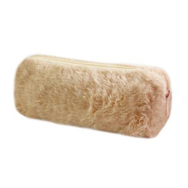 Oneyijun Pencil Cases Pen Bag Plush Makeup Pouch Holder Fluffy Faux Fur Storage Bag Girl Women Cute Plush Pencil Case Super Soft Barrel Kids Students Stationery Cover for School Office (Brown)
