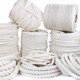 GOLBERG Twisted 100% Natural Cotton Rope - White Cotton Rope - (3/8 Inch x 100 Feet)
