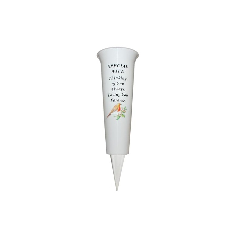 Memorial Grave Flower Pot - 33cm tall Sturdy White Memorial