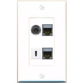 Wall Plate City [4 Ports] 3-5MM 2 CAT7 USBC Wall Plate DecorZ White