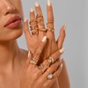 IUSOJOJN Chunky Gold Stackable Rings Set for Women,14K Gold Plated