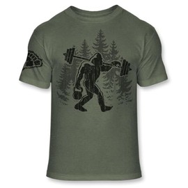 Bigfoot Weight Lifting T-Shirt - Funny Sasquatch Gym Workout shirt - Bigfoot Exercise Weight Training shirt - Fitness Work Out shirt - Athletic Blend Tee Shirt - B283 (Heather Olive Green, X-Large)