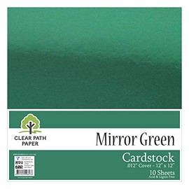 Mirror Metallic Green Cardstock - 12 x 12 inch - .012" Thick - 10 Sheets - Clear Path Paper