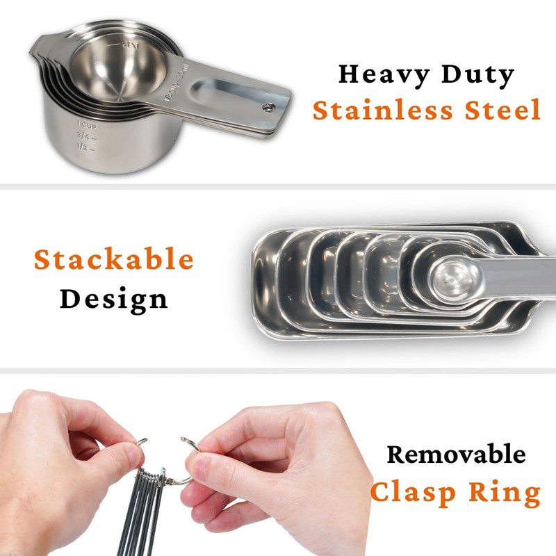 35PCS Stainless Steel Measuring Cups and Spoons Set, 7 Nesting