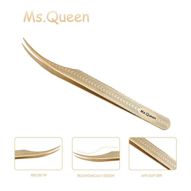 Ms.Queen Lash Extension Tweezers-Dolphin Shape Tip Isolation Tweezers for Classic