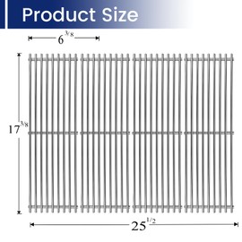 S66024 (4-Pack) 17 3/8" Stainless Steell Grates Replacement for Broil King Replacement Parts 3 4 Burner Baron Grill Grates Baron 320 9221-54 Baron 490 7120-64 Broil Mate 6120-64 Huntington Rebel