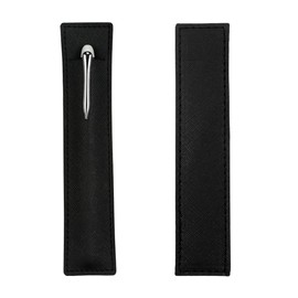 SNOMEL 2 Pack Leather Pen Pouch Sleeve, Single Fountain Pen Holder Case, Protective Cover Organizer for Stylus Touch Ballpoint, Pencils (Black)