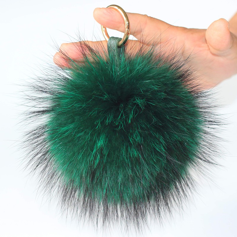 [Fosrion] Large Genuine Raccoon/Fox Fur Pom Pom Keychain Bag Charm