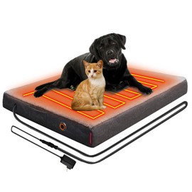 mocobd Upgraded Heated Dog Bed with Enlarged Heating Area, Orthopedic Dog Bed with Memory Foam, Heated Pet Bed & Removable Waterproof Cover for Medium, Large, Jumbo Dogs/XL