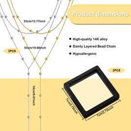 KHDULQ Lariat Long Y-Chain Women's Necklace Stainless Steel in Gold Silver, Long Chain Women's Jewellery for Women Fine Chain Waterproof Adjustable with Jewellery Box, Metal, none