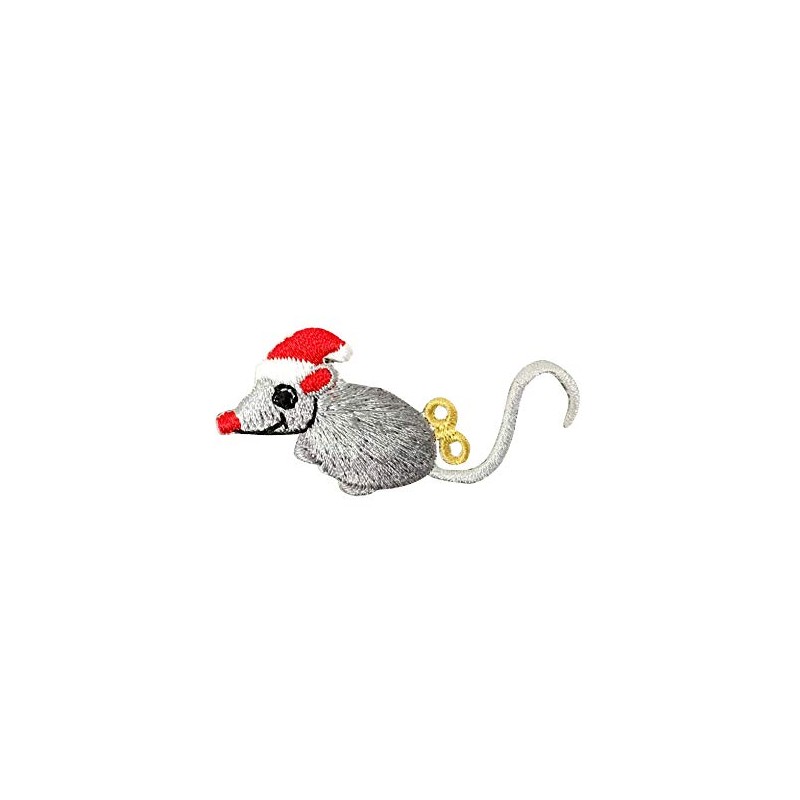 Christmas Mouse - Gray - Wind-up Toy - Santa Hat