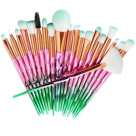 Juego de 20 brochas de maquillaje con forma de diamante para sombra de ojos, delineador de ojos, base, colorete, labios, brochas de maquillaje en...  