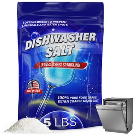 IMPRESA Coarse-Grain Dishwasher Salt - 80 Oz 100% Pure Formula & Softener Salt - Compatible With Miele, Bosch & Whirlpool Models & Dishwasher Water Softener