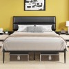 tooluck Modern Queen Bed Frame with Headboard All Metal Slats