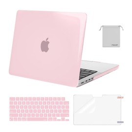 MOSISO Compatible with MacBook Pro 14 inch Case 2025 2024 2023 2022 2021 M4 M3 M2 M1 A3112 A3185 A3401 A2918 A2992 A2779 A2442, Plastic Hard Shell&Keyboard Cover&Screen Film&Pouch, Rose Pink
