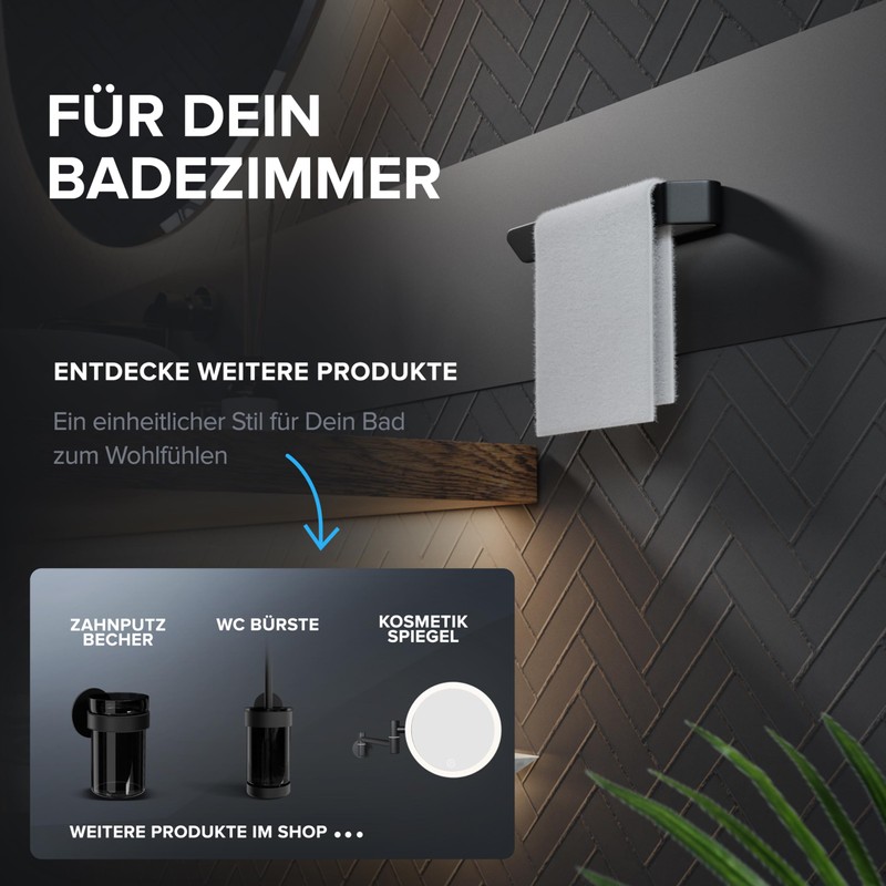 ovimar Kongsoya Hand Towel Rail Brushed Aluminium Black | for