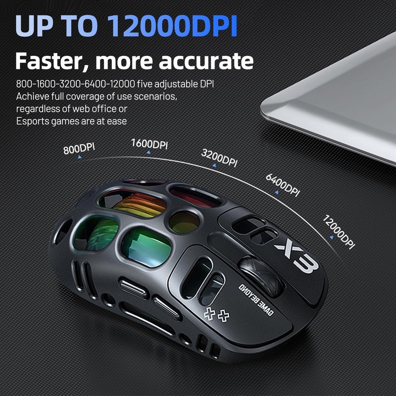 X3 Wireless Gaming Mouse with 70g Lightweight Hollowed Out Design