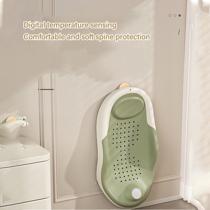 Foldable Baby Bath Support with Thermometer Slip Resistant Ergonomic Infant