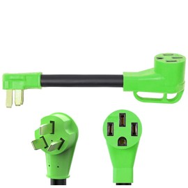 AplysiaTech Ev Charger Plug Adapter Nema 10-50P Male To14-50R Female Adapter, 6/3 Awg Ev Generator Welder Oven Dryer Power Adapter, 4 Prong to 3 Prong Stove Plug Adapter 1ft (125/250v)