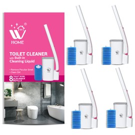 WBM Home Bowl Cleaner, with 8 Replacement Heads & Storage Caddy Each Toilet Wand, 4 Count