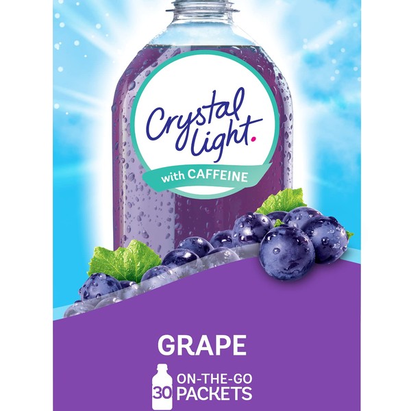 Crystal Light Sugar-Free Energy Grape On-The-Go Powdered Drink Mix, 0.11 Ounce (Pack of 30)