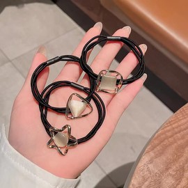 Hair Rubber Hair Accessories, Hair Elastic, Stylish, Adult, Children, Hair Ornament, Rubber Band, Hair Arrangement, Beads, Pearl-style, Popular, Cute, Stylish (Simple Style, 3-Piece Set)