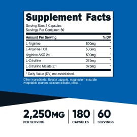 Nutricost Performance 750 mg Nitric Oxide Booster Capsule - 6.74 oz